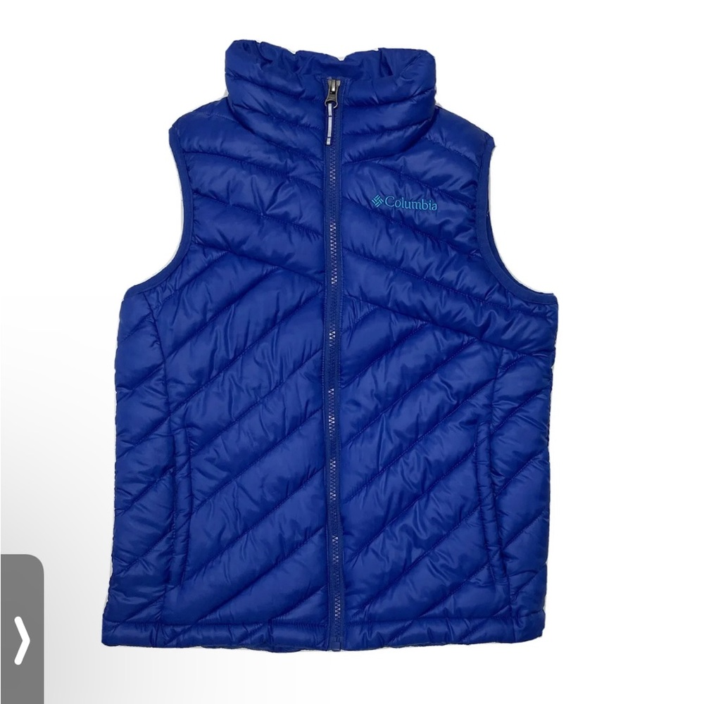 Columbia Women’s Insulated Vest Mens Size S Solid Blue Puffer Quilted Omni-Heat - Picture 1 of 7